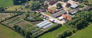 Aerial photo of flower farm site