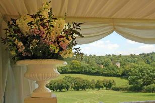 Pedestal in summer marquee