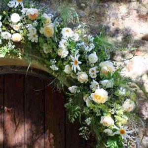 Garland on outside of church