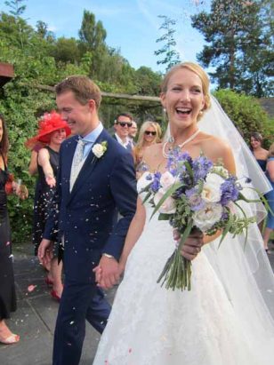 Bride and Groom with bouquet