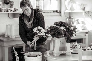 Rachel cutting anemones